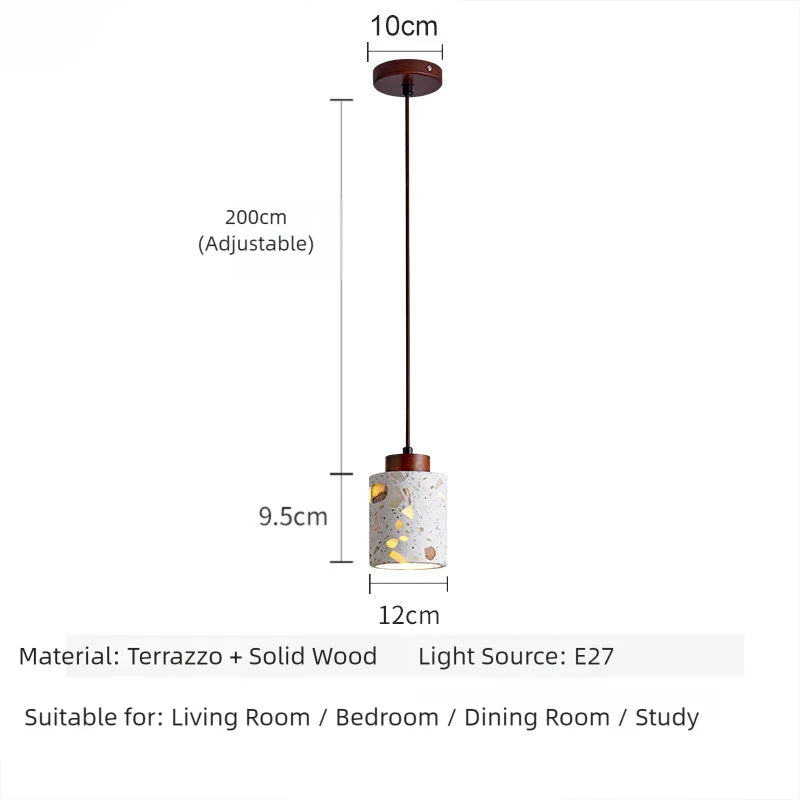 Translucent stone antique small pendant lamp Zen style bedroom bedside table dining room bar counter terrazzo Japanese walnut wo