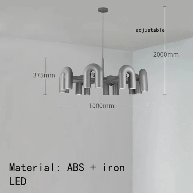 Nordic Designer U-shaped Water Pipe Chandelier Ins Rotatable Variable Shape Bedroom Living Room Home LED Lighting Fixture Decor