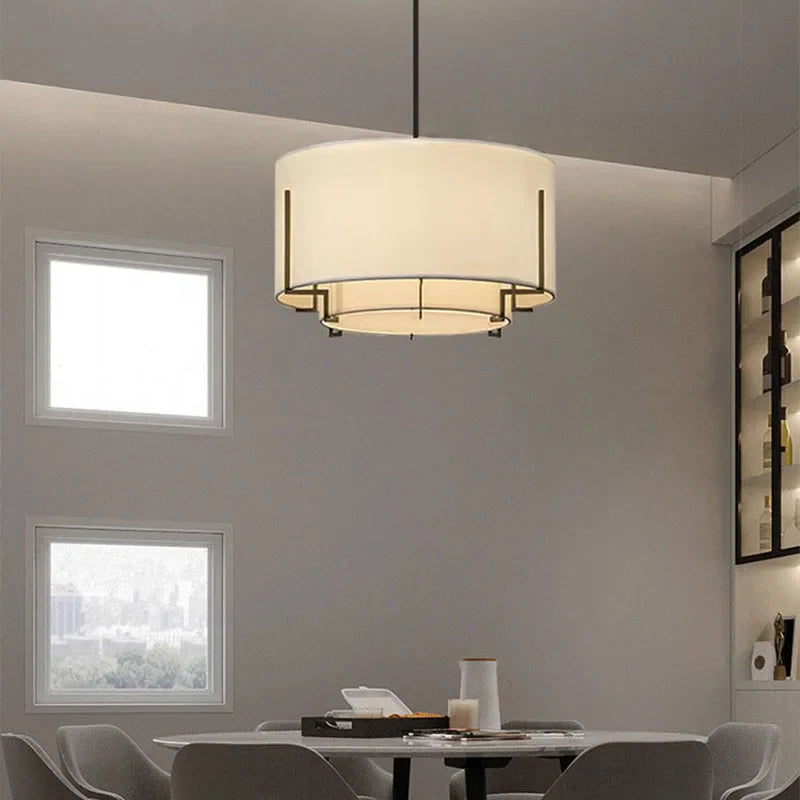 Wabi-Sabi Linen Pendant Light – Minimalist Farmhouse Fabric Chandelier