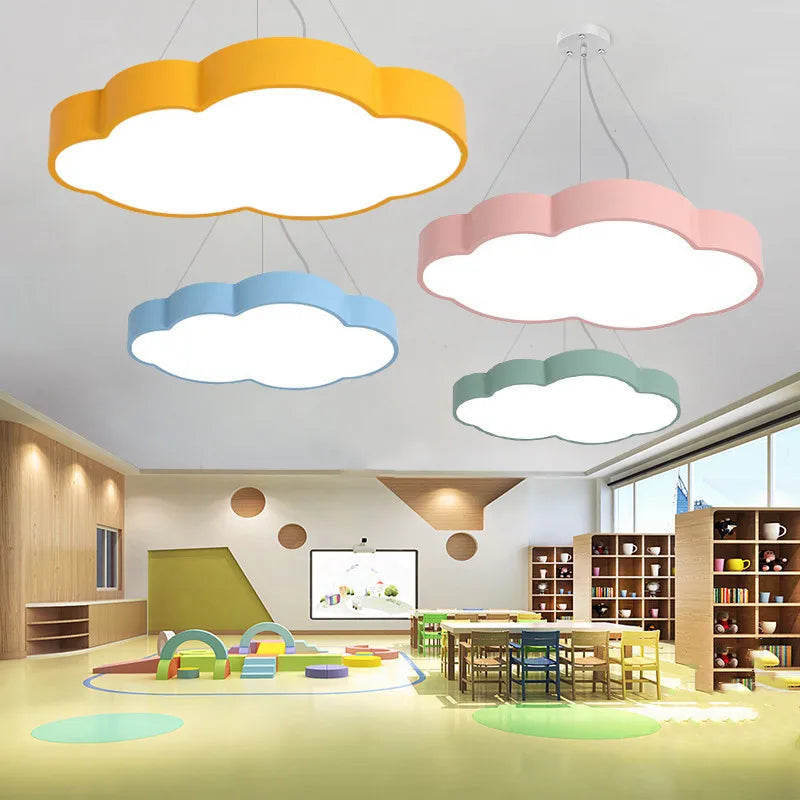 Italy Designer Cartoon Cloud Pendant Lamp Kindergarten Classroom Corridor Dance Room Chandelier Girls Boy Bedroom Decor Lighting