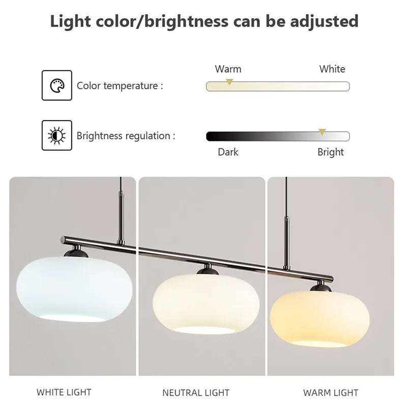 Nordic 3-Light Persimmon Pendant Light – Modern White Glass Ceiling Lamp