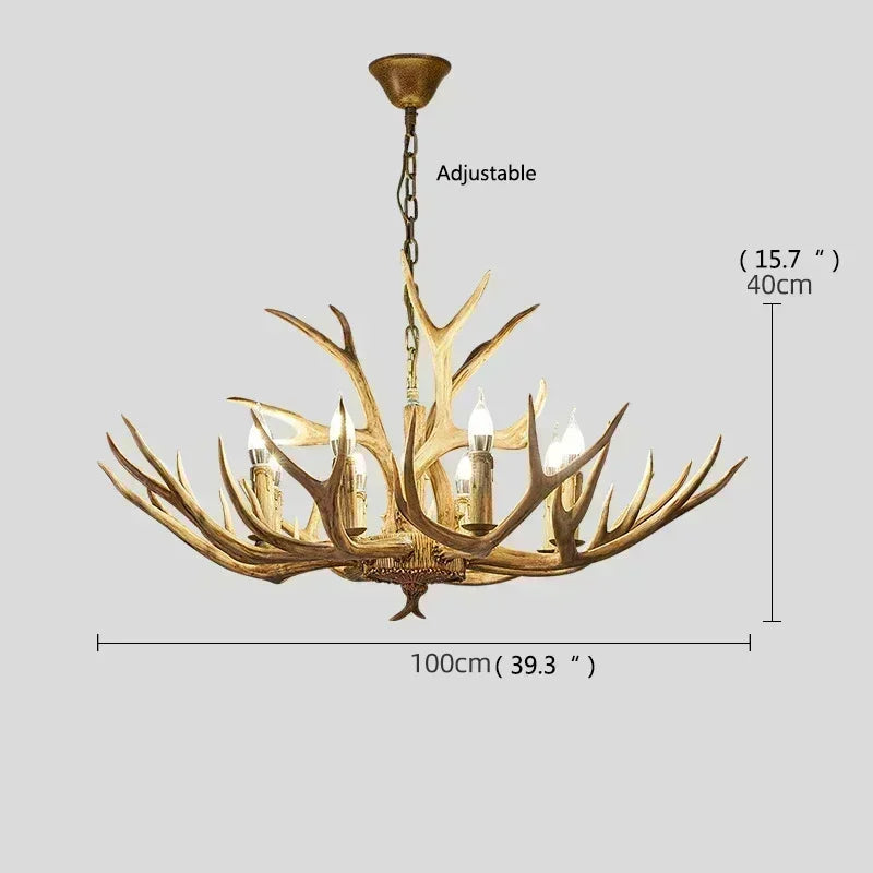 Christmas Style Antler Deer Chandelier for Living Room Loft Large Resin Deer Hanging Lamp Fixture Farmhouse BIg Hanging Light