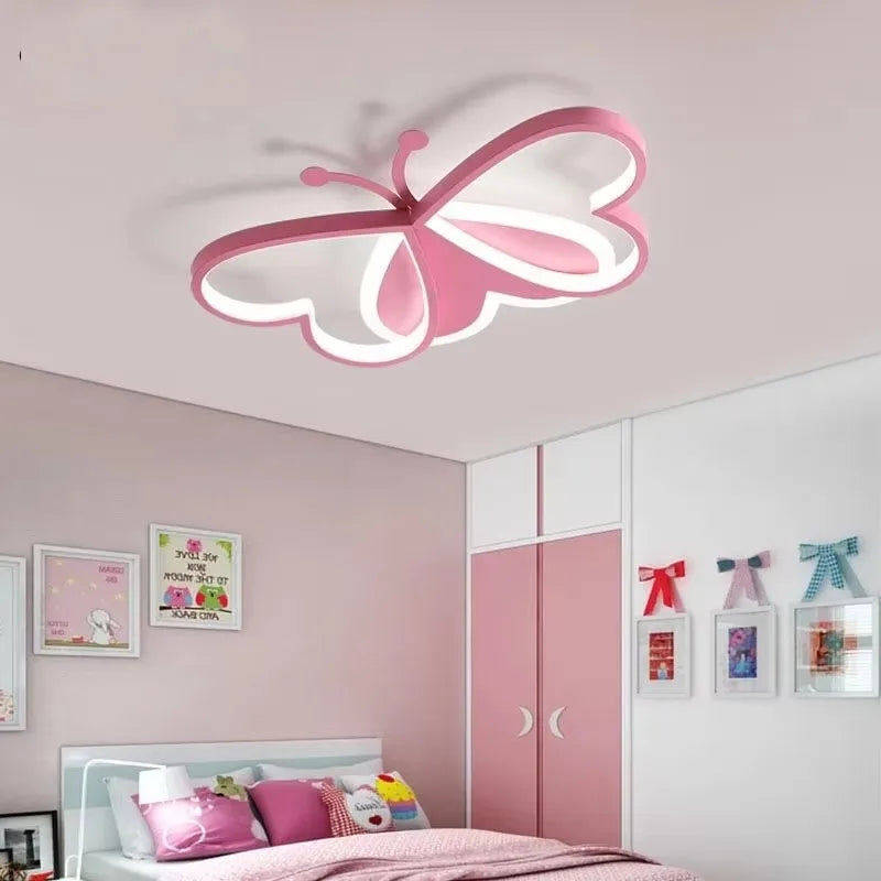 Modern Creative Butterfly Children's Room LED Ceiling Lamp Simple Bedroom Restaurant Chandelier Boys Girls House Decor Lighting