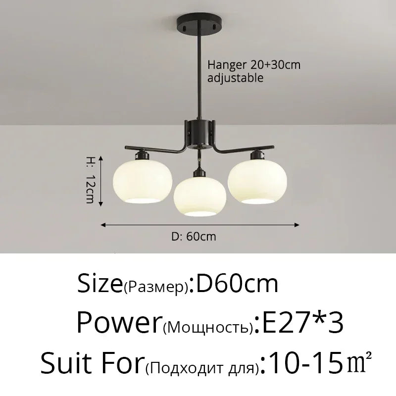 Nordic 3-Light Persimmon Pendant Light – Modern White Glass Ceiling Lamp