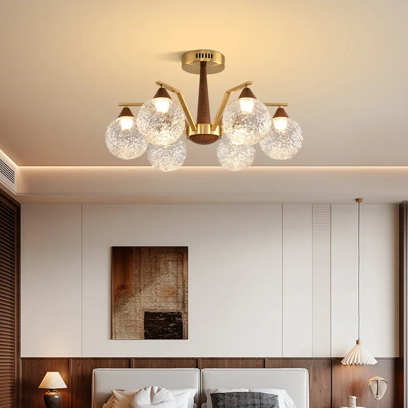 French Medieval Creative Retro Glass Pendant Lamp Living Room Bedroom Restaurant Kitchen LED Chandelier Indoor Decor Lighting