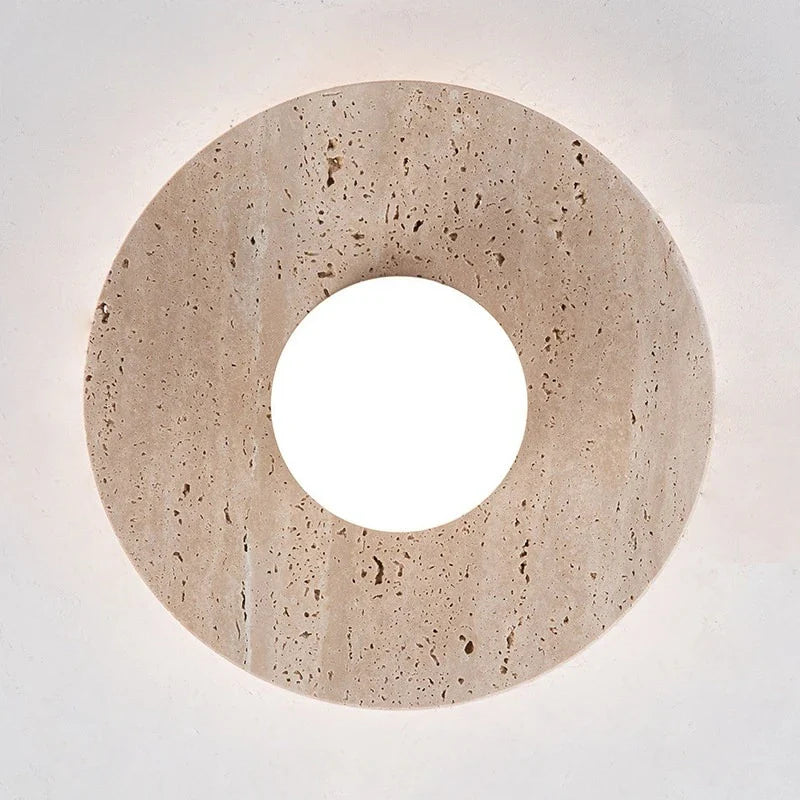 Round Stone LED Ceiling Lamp Balcony Hallway Living Room Industrial Vintage Entrance Ceiling Light Fixtures Plafondlamp