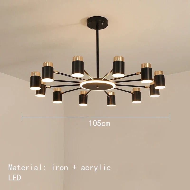 Nordic Creative Rotating LED Chandelier Living Room Restaurant Bedroom Kitchen Hotel 3 Dimmable Chandelier Indoor Lighting Decor