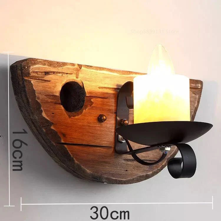 Nordic Wrought Iron Wood Wall Lamps LED Retro Creative Wall Lights for Home Bar Cafe Restaurant Living Room Decoration Lighting