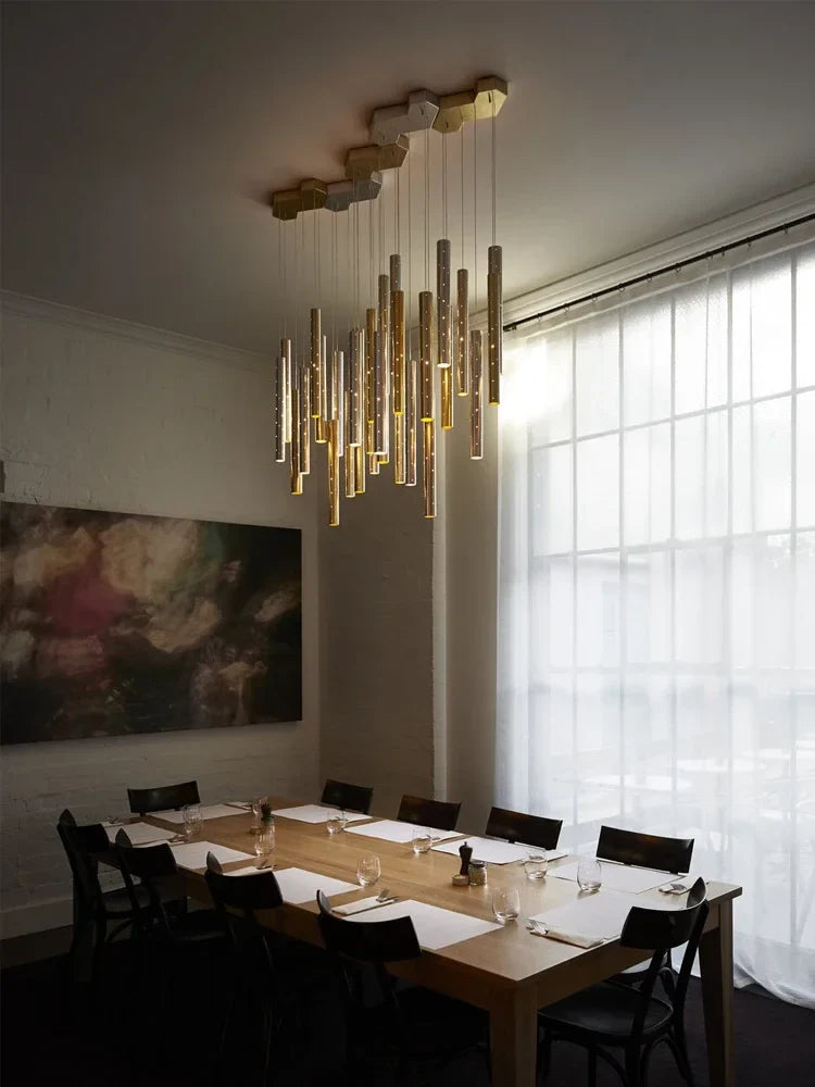 Modern Gold/Silver Cylindrical Lampshade LED Ceiling Chandelier Lighting,Living Dining Room Restaurant Combinable Decoration