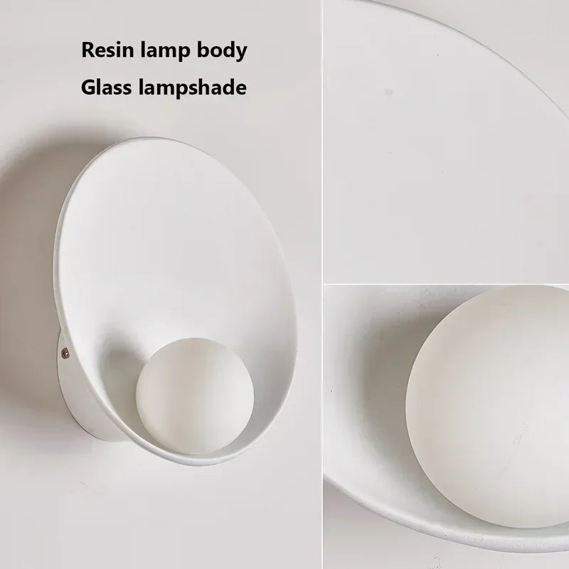 Japanese Shell Wall Light – Modern Resin LED Sconce for Bedroom, Hallway & Living Room