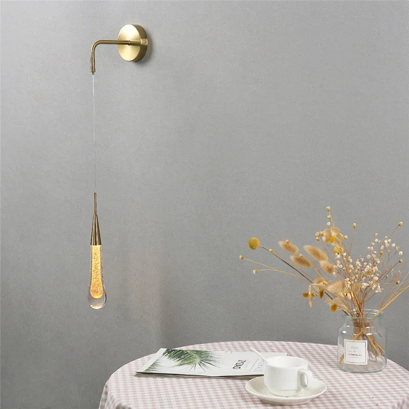 Nordic Luxury Wall Lamp Modern Living Room Wall Light Fixtures LED Droplet Shape Crystal Decorative Lighting Art Deco Flesh Lamp