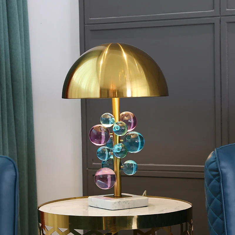 Italian Designer Mushroom Table Lamp – Colorful Glass Globe Accent Light
