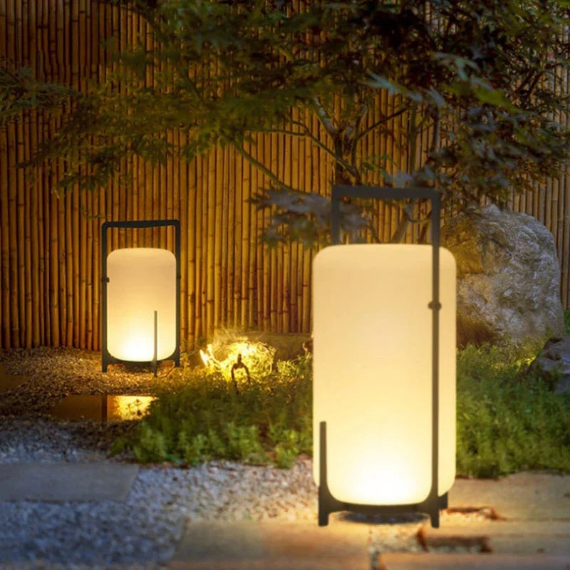 Modern Outdoor Lantern Floor Lamp – Minimalist Garden LED Light