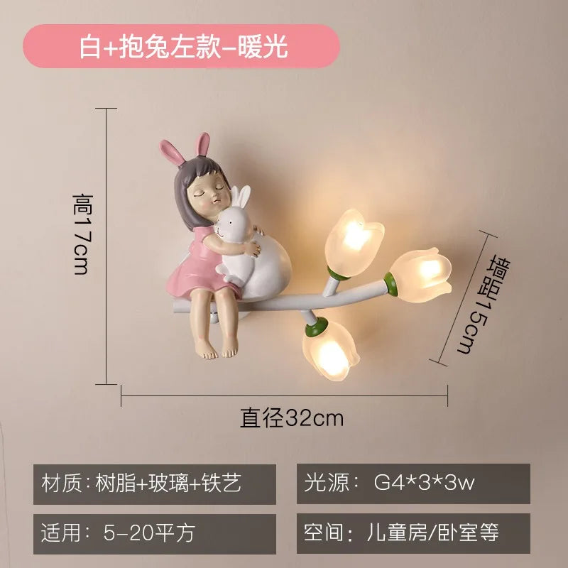 Children's Room Bedside Wall Lamp Girls' Bedroom Eye Protection Wall Light Energy-saving Modern Creative Cartoon Background Lamp