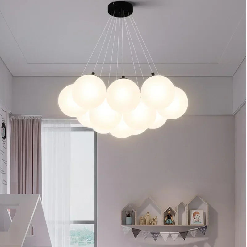 Luxury Glass Ball LED Chandelier – Modern Cloud Pendant Light