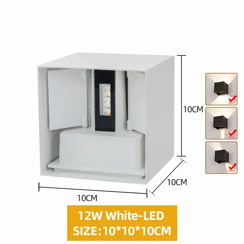 Aluminum LED Wall Lamp Outdoor Waterproof IP65 Interior Wall Light 12W24W Porch Garden Lights Living Room Street Stairs Lighting