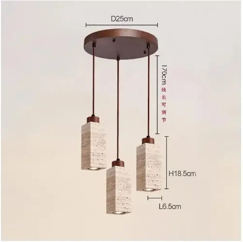 Wabi-Sabi Travertine Pendant Light – Japanese Marble Hanging Lamp
