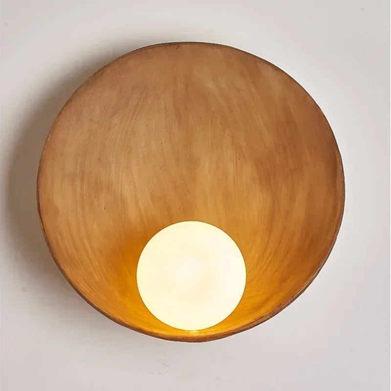 Japanese Shell Wall Light – Modern Resin LED Sconce for Bedroom, Hallway & Living Room