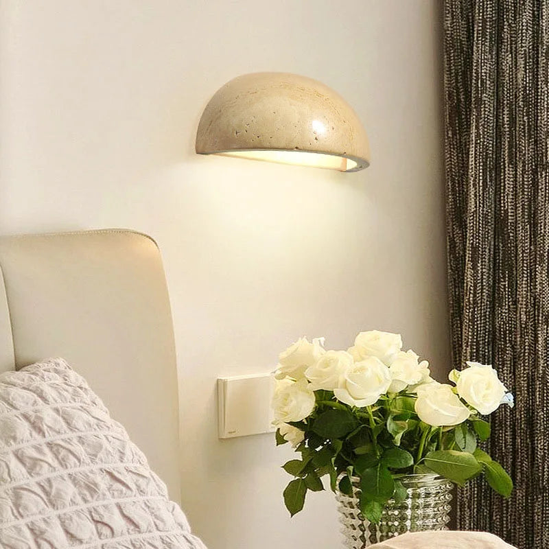 Bedroom bedside lamp designer creative living room background wall yellow cave stone wall light Japanese wabi-Sabi wind resident
