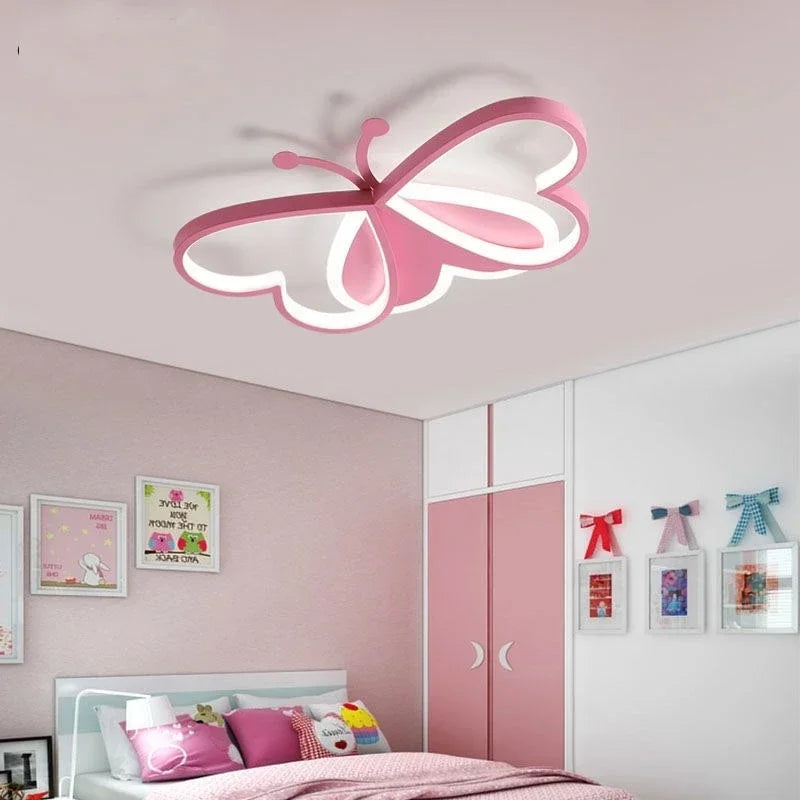 Modern Creative Butterfly Children's Room LED Ceiling Lamp Simple Bedroom Restaurant Chandelier Boys Girls House Decor Lighting