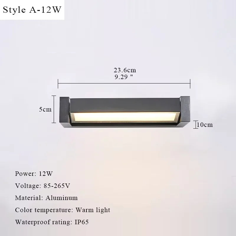 Outdoor Waterproof Wall Lamp Minimalist Style Patio Garden Wall Light Sign Plate Front Door Lights