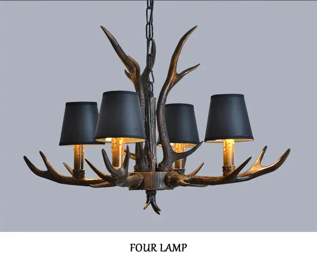 Rustic Antler Chandelier LED – Vintage Deer Horn Ceiling Light for Dining Room & Living Room