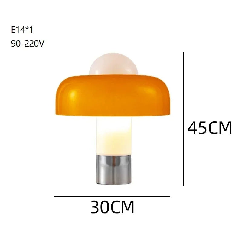 Italian Minimalist Floor Lamp Living Room Study Bedroom Bedside Orange Glass Mushroom Light Dining Room Sofa Decorative Lighting