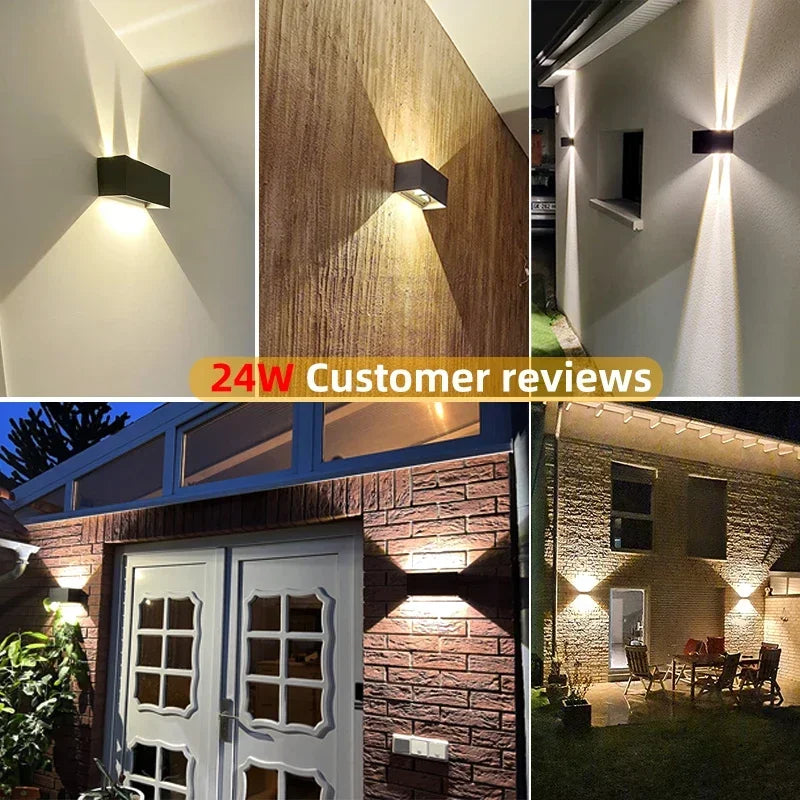 Aluminum LED Wall Lamp Outdoor Waterproof IP65 Interior Wall Light 12W24W Porch Garden Lights Living Room Street Stairs Lighting