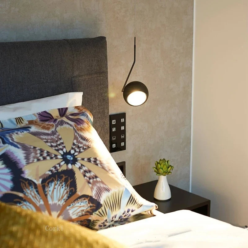 Modern Designer LED Pendant Lamp Living Room Bedroom Bedside Raised Lowered Rotating Round Adjustable Height Hanging Lighting