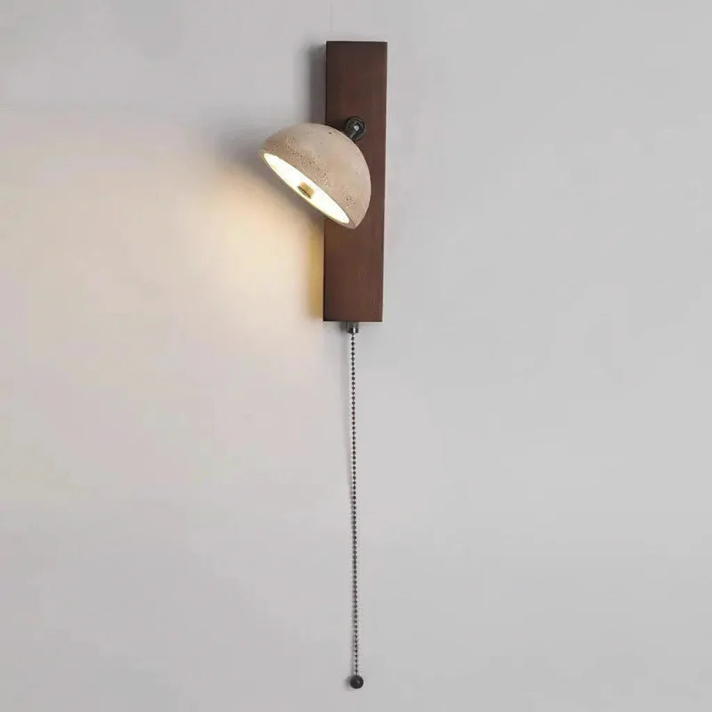 Modern Stone & Wood Wall Lamp – Minimalist Natural Wall Sconce Light