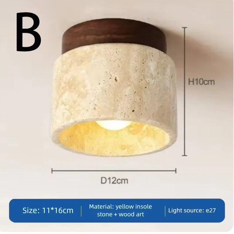 Yellow cave stone ceiling light, corridor light, entrance foyer, medieval wabi-sabi cream style entrance LED ceiling light