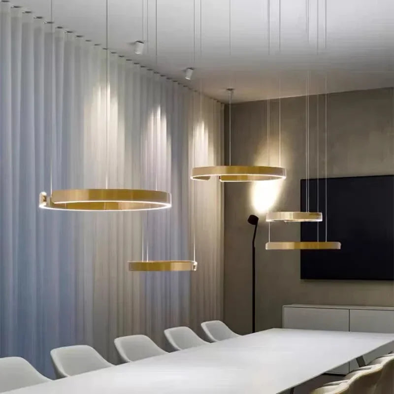 Italian Designer Ring Pendant Lamp Living Room Dining Table Kitchen Bedroom Dimmable LED Chandelier Home Decor Lighting Fixtures