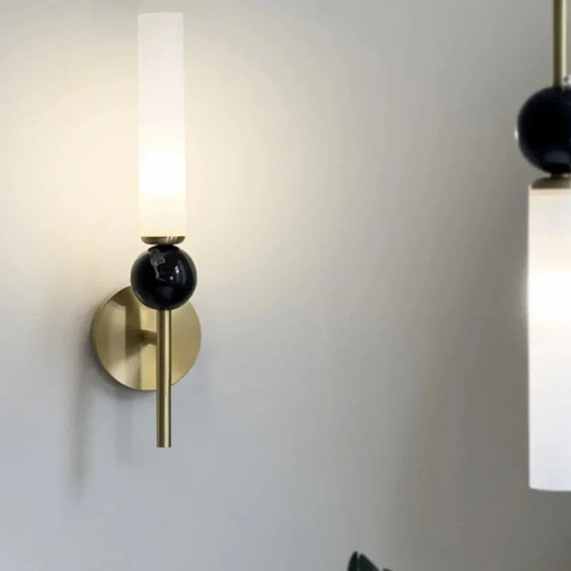 Nordic minimalist all copper wall lamp hotel living room bedside G9 LED pendant light balcony staircase indoor marble wall lamp