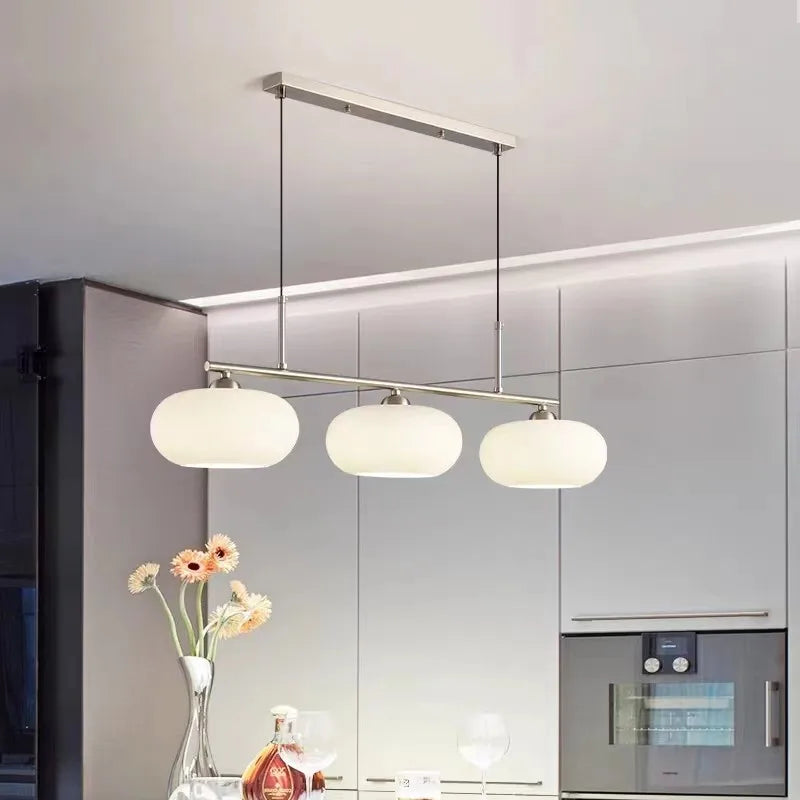 Nordic 3-Light Persimmon Pendant Light – Modern White Glass Ceiling Lamp