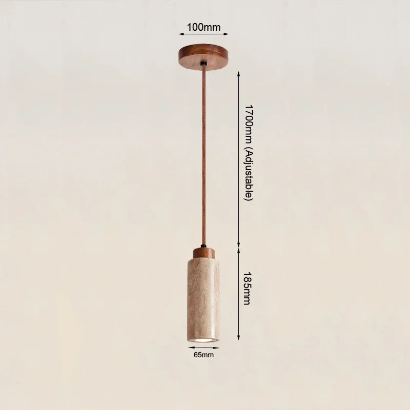 Wabi-Sabi Travertine Pendant Light – Japanese Marble Hanging Lamp