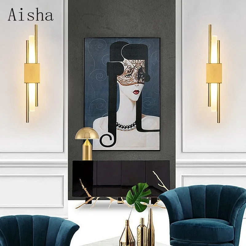 Nordic Gold/Black Bedhead Wall Light Luxury Bedroom Living Room Sofa Stairway Corridor Lighting Fixtures LED 85-240V