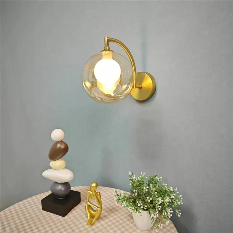 Modern Led Wall Lamps G9 Glass Ball Wall Light LED Minimalist Living Bedroom Bedside Sconce Dining Kitchen Indoor Light Fixtures