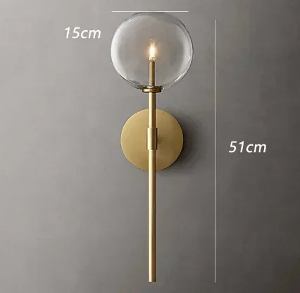 Nordic Ball Glass Wall Sconce American Retro Living Room Bedroom Wall Lamp for Home Aisle Kitchen Stairs Wall Decoration Light