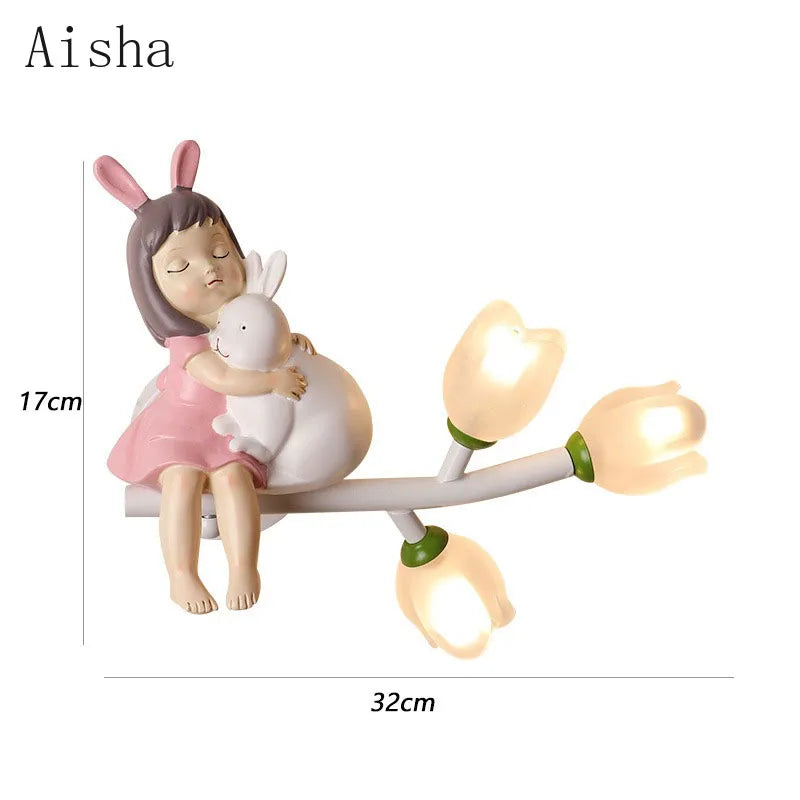 Children's Room Bedside Wall Lamp Girls' Bedroom Eye Protection Wall Light Energy-saving Modern Creative Cartoon Background Lamp