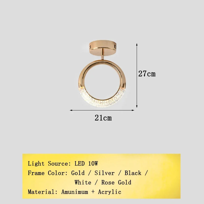 Nordic Designer Gold Ring LED Pendant Chandeliers House Decor Lighting Fixture Living Room Ceiling Hanging Lamp Circle Lustre