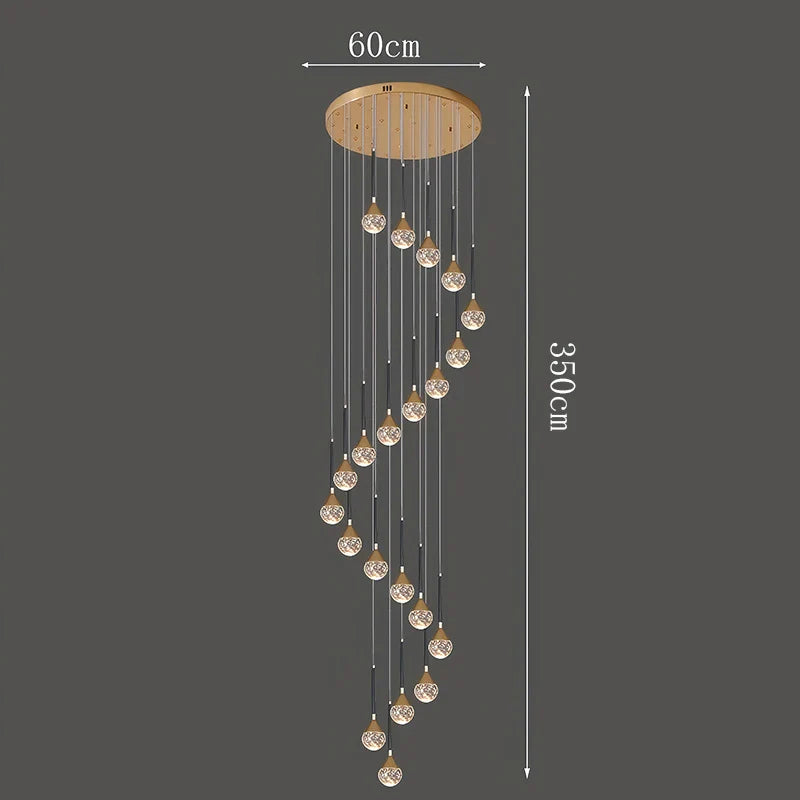 Nordic crystal lamps home decor Chandelier Glass ball living dining room Staircase Duplex indoor High-rise Ceiling Pendant light