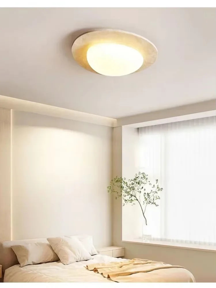 Natural Stone Ceiling Light Japanese Creative Wabi Sabi Cream Style LED Light Balcony Bedroom Lighting Home Room Decoration