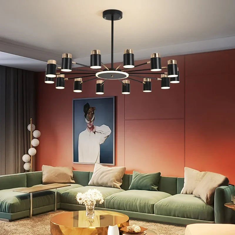 Nordic Creative Rotating LED Chandelier Living Room Restaurant Bedroom Kitchen Hotel 3 Dimmable Chandelier Indoor Lighting Decor