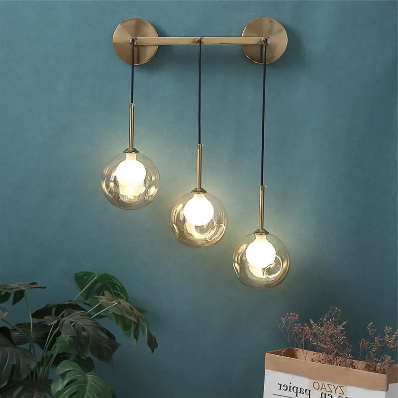 American Glass Wall Lamp Modern Minimalist Dining Room Wall Light Nordic Style Home Creative Personality Multi Head Mirror Lamps