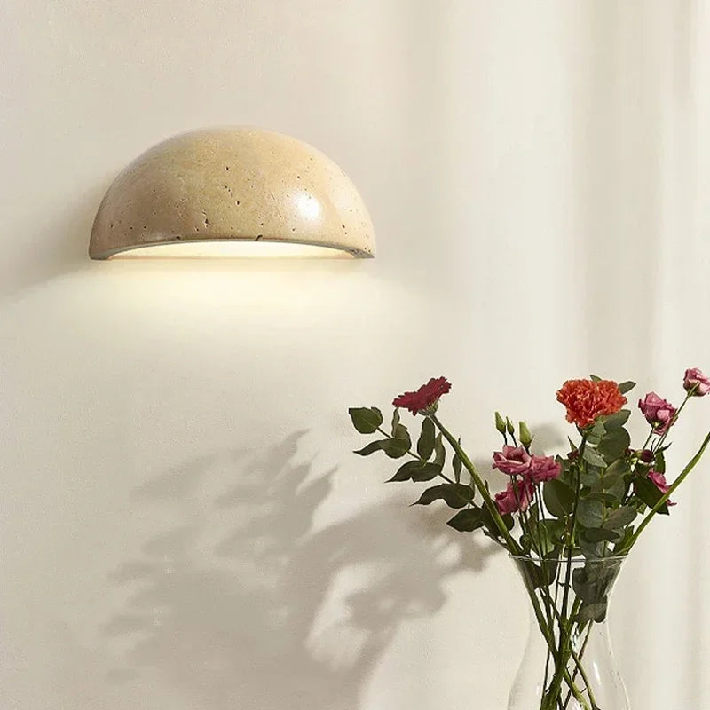 Yellow Stone Art Wall Lamp Nordic Design Sense Semi Circular Wall Light Indoor Lighting Room Decor Sconces For Bedroom Bedside