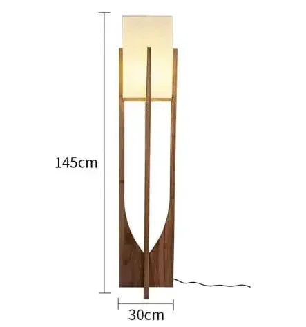 Japanese Style Wooden Floor Lamp – Minimalist Fabric Shade Light