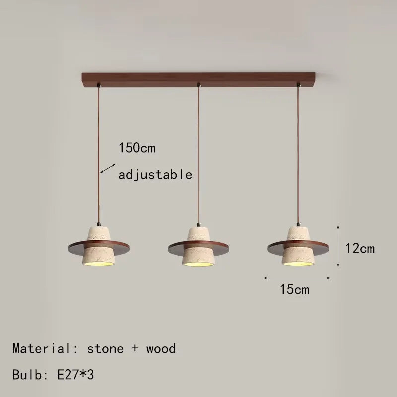 Travertine Stone Pendant Light – Japanese Minimalist Hanging Lamp for Bedroom, Dining & Cafe