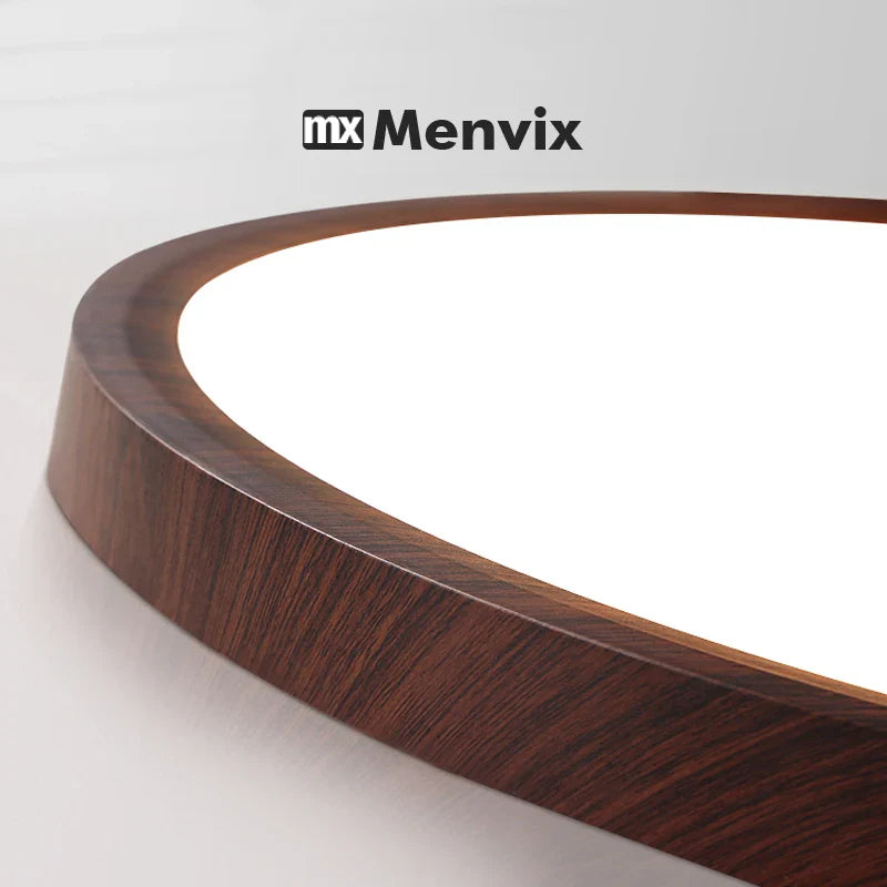 Modern LED Ceiling Light Circular Ultrathin Wood Grain Walnut Decorative Light Bedroom Dining Room Living Room Indoor Home Light