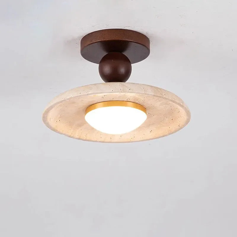 Yellow Cave Stone Walnut wood Corridor Light Japanese Wabi Sabi Style Balcony Entrance foyer Staircase Bedroom Ceiling Light