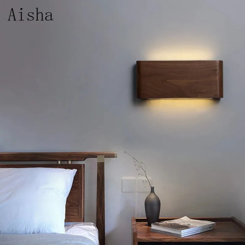 Wood LED Wall lamp Bedroom Modern sconces for Bedside Wooden Indoor Lighting Home Decor for Living Room Study Room Stairs